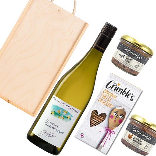 Jean-Luc Colombo Cotes Du Rhone Les Abeilles Blanc 75cl White Wine And Pate Gift Box